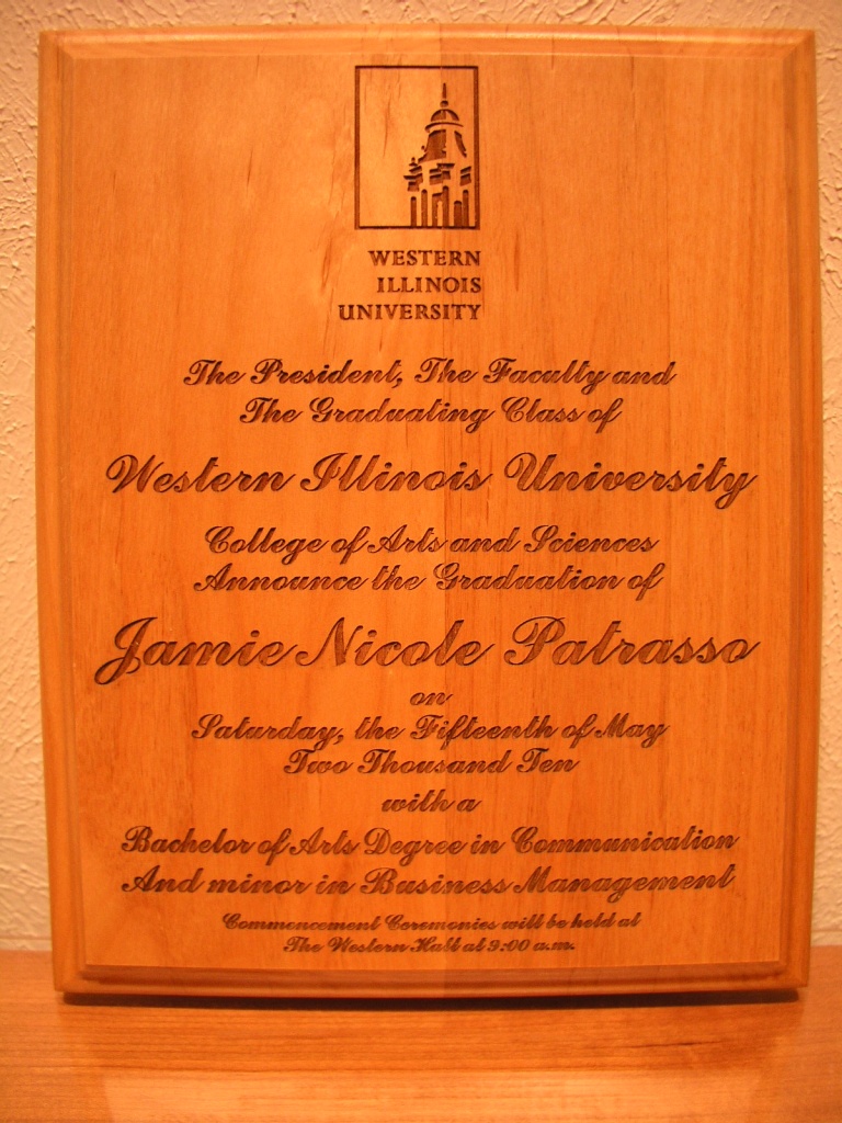 Wood Award 2, Laser Engraved